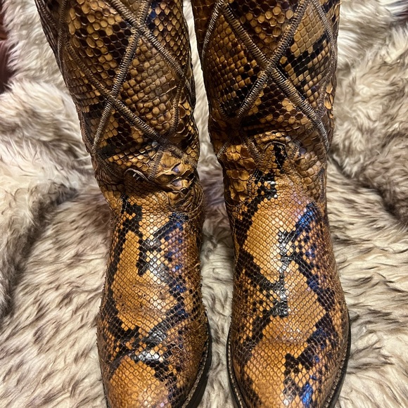 Tony Lama BLK Label Tan Full Snake Men's Boots NEW SOLES & HEELS Sz 9.5 D - Picture 2 of 16
